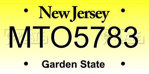 MTO5783 New Jersey License Plate
