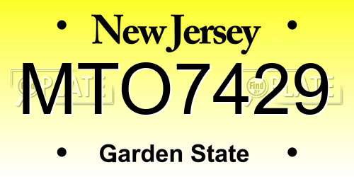 MTO7429 New Jersey License Plate