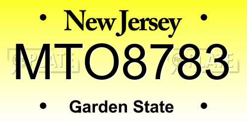 MTO8783 New Jersey License Plate