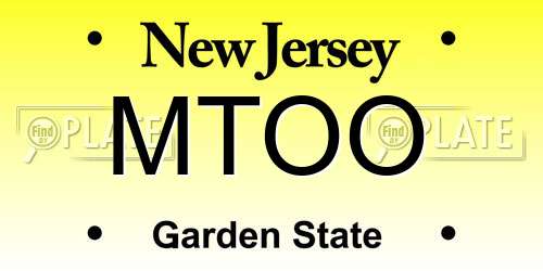 MTOO New Jersey License Plate