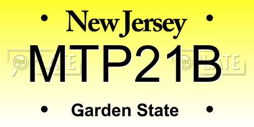 MTP21B New Jersey License Plate