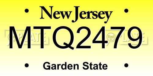 MTQ2479 New Jersey License Plate