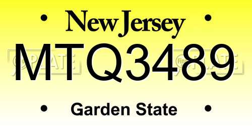 MTQ3489 New Jersey License Plate