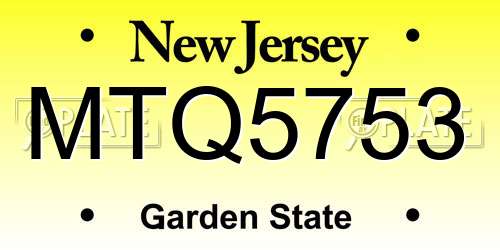 MTQ5753 New Jersey License Plate