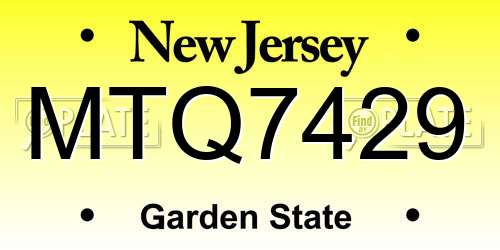 MTQ7429 New Jersey License Plate