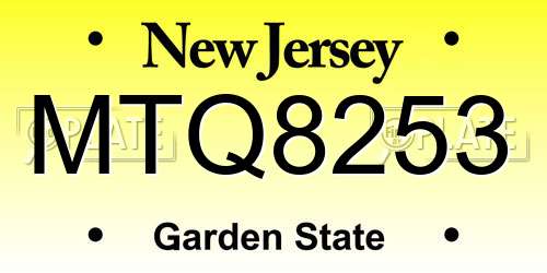 MTQ8253 New Jersey License Plate