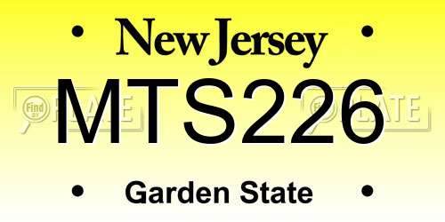 MTS226 New Jersey License Plate