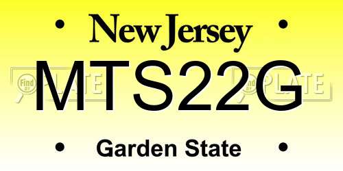 MTS22G New Jersey License Plate