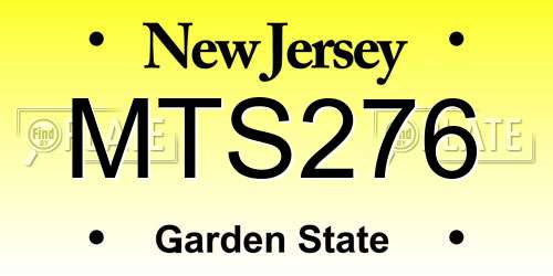 MTS276 New Jersey License Plate