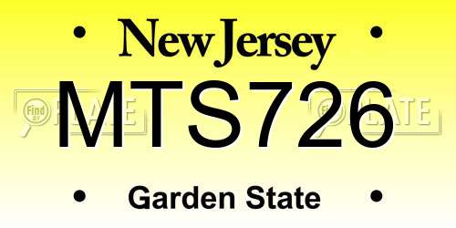 MTS726 New Jersey License Plate