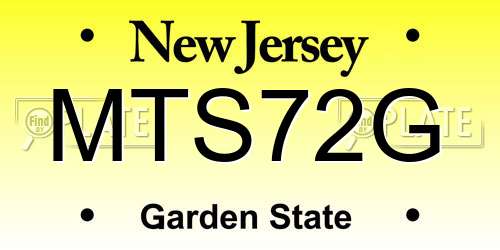 MTS72G New Jersey License Plate