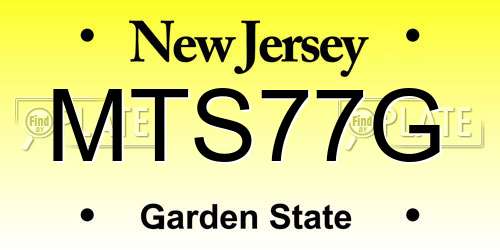MTS77G New Jersey License Plate