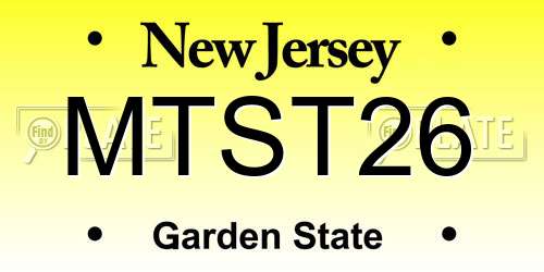 MTST26 New Jersey License Plate