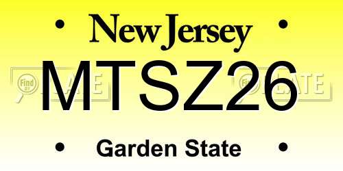 MTSZ26 New Jersey License Plate