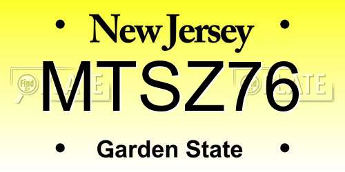 MTSZ76 New Jersey License Plate