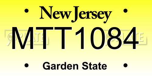 MTT1084 New Jersey License Plate