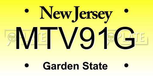 MTV91G New Jersey License Plate