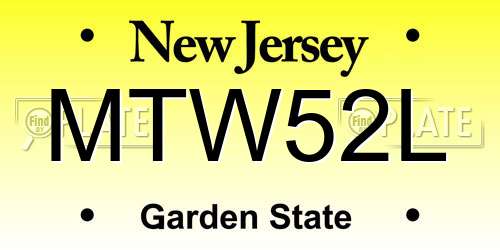 MTW52L New Jersey License Plate
