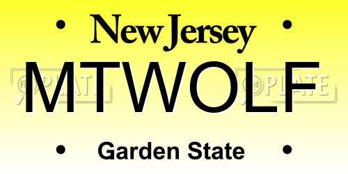 MTWOLF New Jersey License Plate
