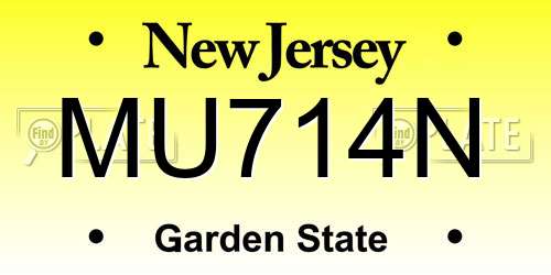 MU714N New Jersey License Plate