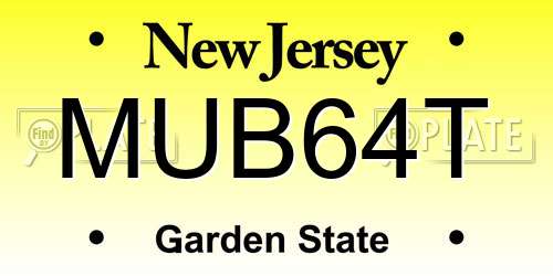 MUB64T New Jersey License Plate