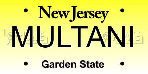 MULTANI New Jersey License Plate