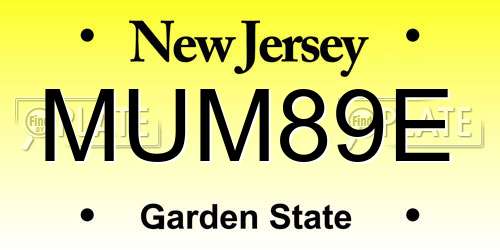 MUM89E New Jersey License Plate