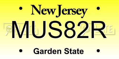 MUS82R New Jersey License Plate