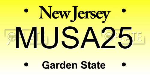 MUSA25 New Jersey License Plate