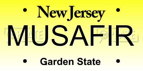 MUSAFIR New Jersey License Plate