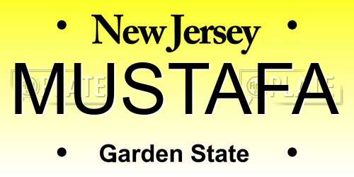 MUSTAFA New Jersey License Plate