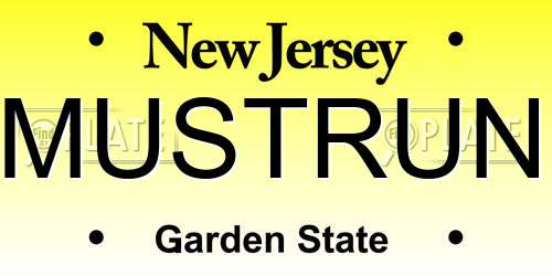 MUSTRUN New Jersey License Plate