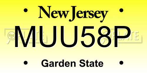 MUU58P New Jersey License Plate