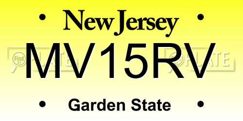 MV15RV New Jersey License Plate