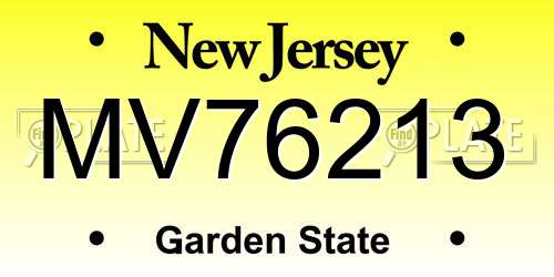 MV76213 New Jersey License Plate