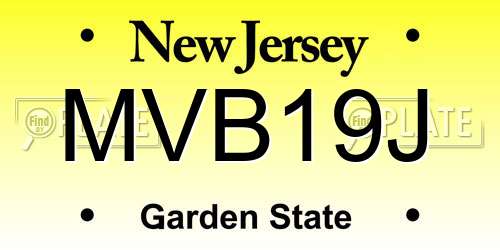 MVB19J New Jersey License Plate