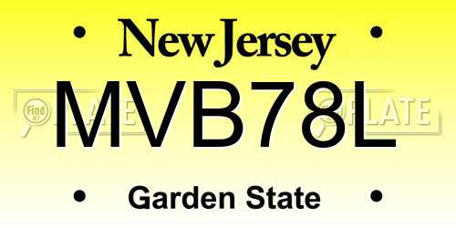 MVB78L New Jersey License Plate