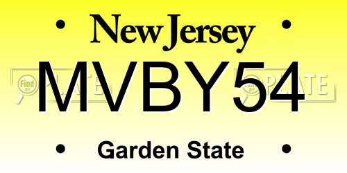 MVBY54 New Jersey License Plate