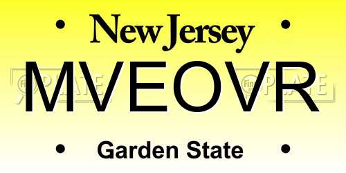 MVEOVR New Jersey License Plate