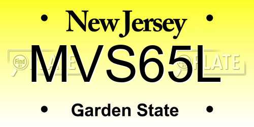 MVS65L New Jersey License Plate