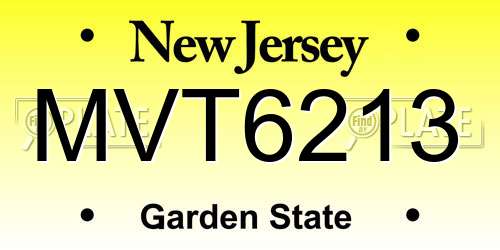 MVT6213 New Jersey License Plate