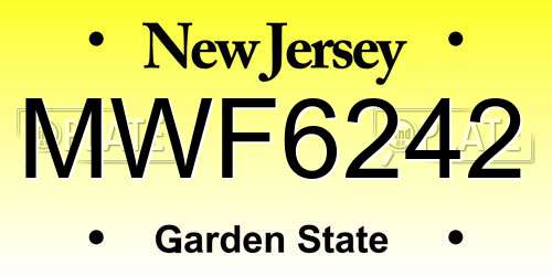 MWF6242 New Jersey License Plate