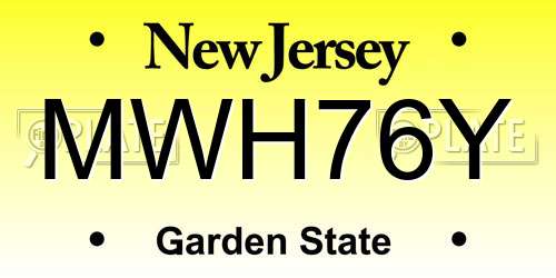 MWH76Y New Jersey License Plate