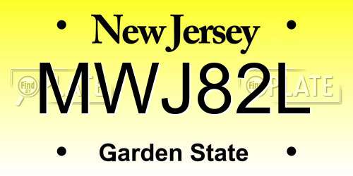 MWJ82L New Jersey License Plate
