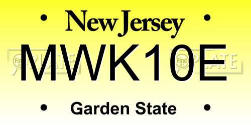 MWK10E New Jersey License Plate