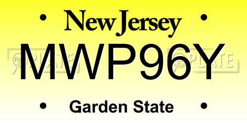 MWP96Y New Jersey License Plate