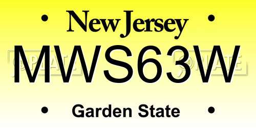 MWS63W New Jersey License Plate