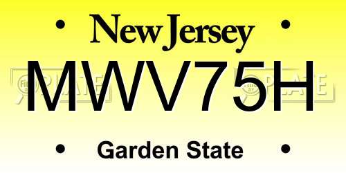 MWV75H New Jersey License Plate