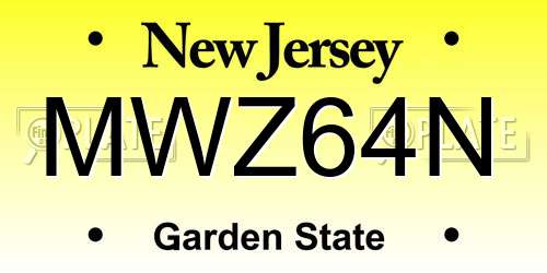 MWZ64N New Jersey License Plate