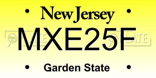 MXE25F New Jersey License Plate